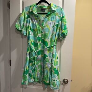 Vibrant Green Patterned Mini Dress